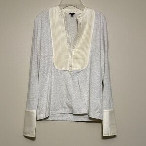 j crew womens tuxedo bib shirt heather grey popover size xs